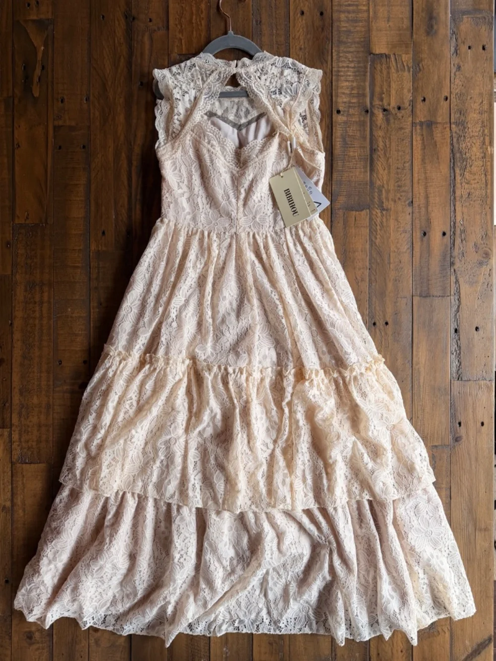 NWT Girls Boho Lace Maxi Dress Cream Ivory Tiered Formal Dress 12